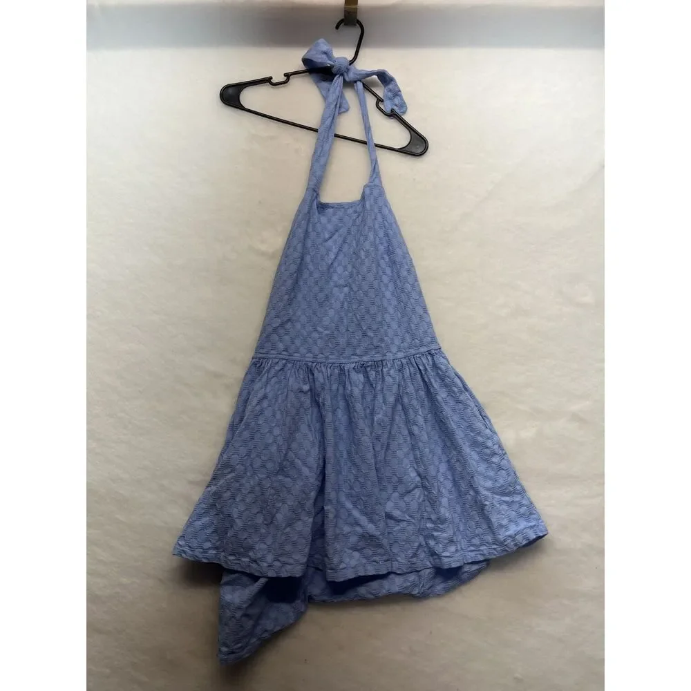 Free People Va Va Volume mini dress blue size small summer halter boho low back